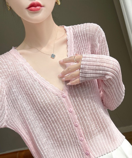 AMAJI(アマジ)の「アイスクレープ糸 サマーニット ボレロカーディガン(カーディガン/ボレロ・レディース・ホワイト/ライトブルー/ブラック/ベージュ/パープル/イエロー/ライトピンク・FREE)」の7枚目の写真