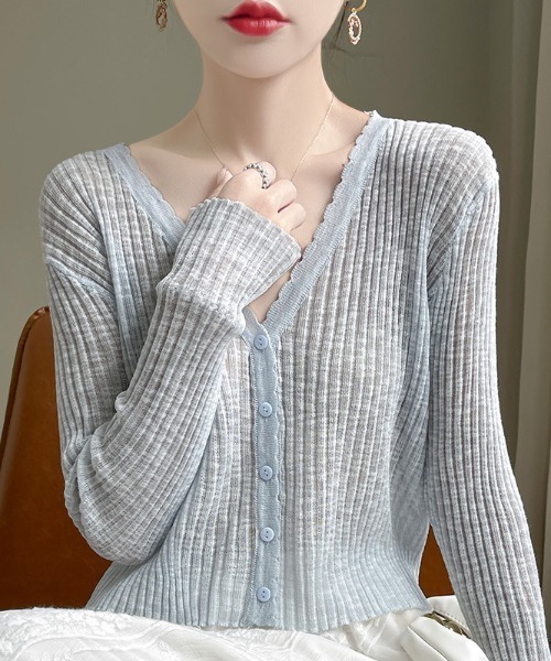 AMAJI(アマジ)の「アイスクレープ糸 サマーニット ボレロカーディガン(カーディガン/ボレロ・レディース・ホワイト/ライトブルー/ブラック/ベージュ/パープル/イエロー/ライトピンク・FREE)」の12枚目の写真