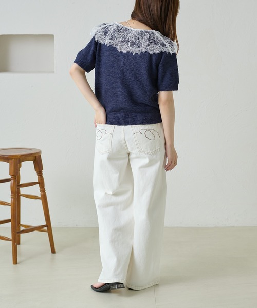 apres jour clair（アプレジュールクレア）の「【apres jour clair】レース襟カーディガン（Tシャツ/カットソー・レディース・クリーム/ネイビー/グレイッシュベージュ・フリー/X-LARGE）」の12枚目の写真
