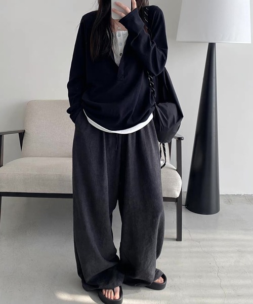 CHUN CHUN NOTES(チュンチュンノーツ)の「26SS/大人リラクシーワイドイージーパンツ(その他パンツ・レディース・ピンク/ブラック・M/S)」の7枚目の写真