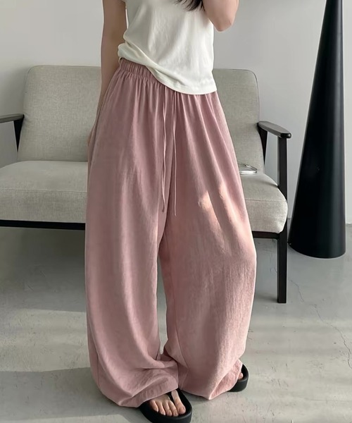 CHUN CHUN NOTES(チュンチュンノーツ)の「26SS/大人リラクシーワイドイージーパンツ(その他パンツ・レディース・ピンク/ブラック・M/S)」の4枚目の写真