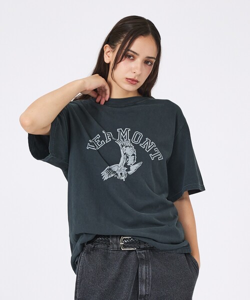 REMI RELIEF(レミレリーフ)の「【REMI RELIEF / レミレリーフ】SP加工 / VERMONT ロゴTシャツ / ユニセックス(Tシャツ/カットソー・メンズ・オフホワイト/ブラック/イエロー・M/L/XL)」の11枚目の写真