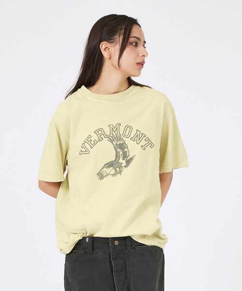 REMI RELIEF(レミレリーフ)の「【REMI RELIEF / レミレリーフ】SP加工 / VERMONT ロゴTシャツ / ユニセックス(Tシャツ/カットソー・メンズ・オフホワイト/ブラック/イエロー・M/L/XL)」の18枚目の写真