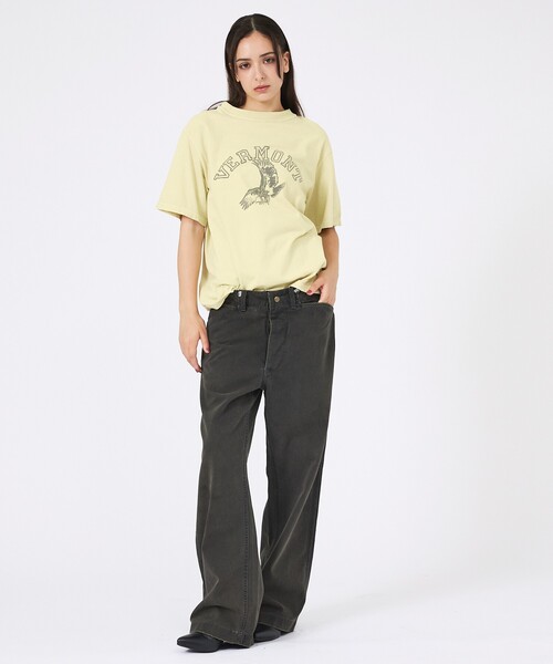REMI RELIEF(レミレリーフ)の「【REMI RELIEF / レミレリーフ】SP加工 / VERMONT ロゴTシャツ / ユニセックス(Tシャツ/カットソー・メンズ・オフホワイト/ブラック/イエロー・M/L/XL)」の22枚目の写真