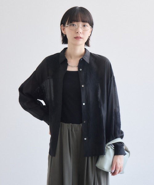 Paradise Picnic(パラダイスピクニック)の「シアー刺繍シャツ(シャツ/ブラウス・レディース・ホワイト/ブラック・FREE)」の6枚目の写真