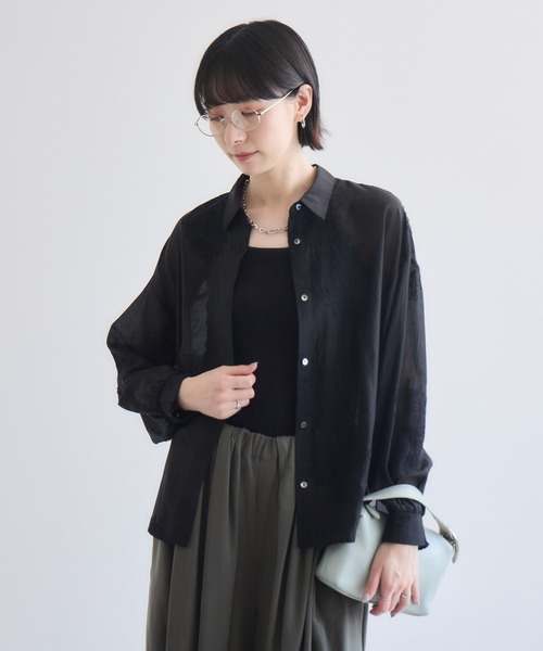 Paradise Picnic(パラダイスピクニック)の「シアー刺繍シャツ(シャツ/ブラウス・レディース・ホワイト/ブラック・FREE)」の7枚目の写真