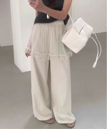 チュールミニスカートレイヤードイージーワイドパンツ