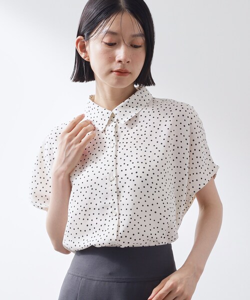 THE SHOP TK （ザ ショップ ティーケー ）の「大人のためのドット柄 襟付きブラウス（シャツ/ブラウス・レディース・アイボリー系/ダークブラウン系/ブラック系・12/13）」の13枚目の写真