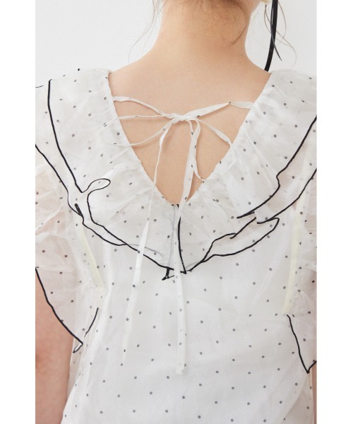 rienda（リエンダ）の「フリルシアーブラウス 夏服　秋服（シャツ/ブラウス・レディース・ブラック/ホワイト系その他/マルチ/ベージュ・FREE）」の16枚目の写真