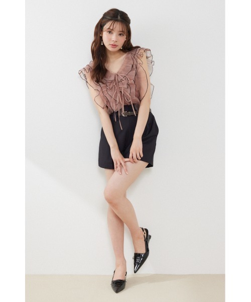 rienda（リエンダ）の「フリルシアーブラウス 夏服　秋服（シャツ/ブラウス・レディース・ブラック/ホワイト系その他/マルチ/ベージュ・FREE）」の19枚目の写真