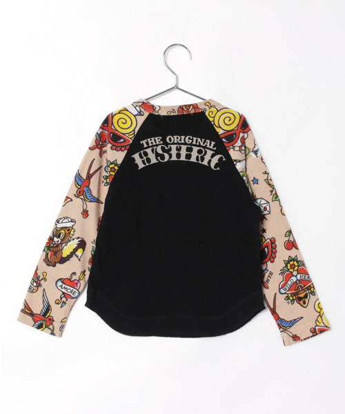HYSTERIC MINI（ヒステリックミニ）の「BABY TATOO総柄ViscotexラグランロングTシャツ（Tシャツ/カットソー・キッズ・ホワイト/ブラック/ベージュ・90）」の4枚目の写真