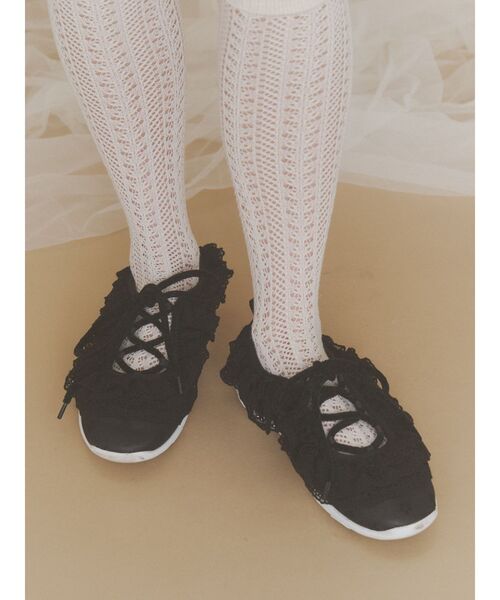 merry jenny(メリージェニー)の「Frill Ballet Sneakers(スニーカー・レディース・ミント/ブラック/オフホワイト・LARGE/MEDIUM)」の9枚目の写真
