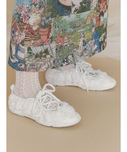 merry jenny(メリージェニー)の「Frill Ballet Sneakers(スニーカー・レディース・ミント/ブラック/オフホワイト・LARGE/MEDIUM)」の14枚目の写真