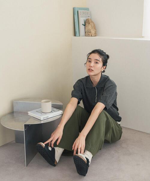 URBAN RESEARCH DOORS（アーバンリサーチドアーズ）の「『一部WEB限定カラー』配色ニットポロシャツ | サマーニット/半袖ニット/ポロニット/カジュアル（ポロシャツ・レディース・チャコールグレー/ベージュ/ネイビー/ブラウン・FREE）」の9枚目の写真