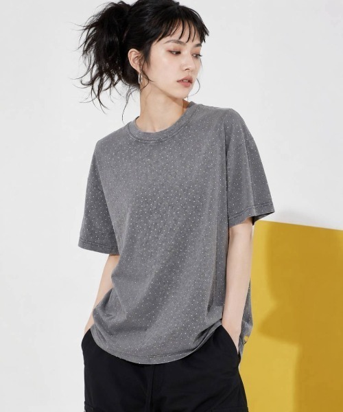 KAMINARI_TOKIO（カミナリトキオ）の「ラインストーンヴィンテージTシャツ（Tシャツ/カットソー・レディース・ベージュ/グレー/ブラック・FREE）」の12枚目の写真