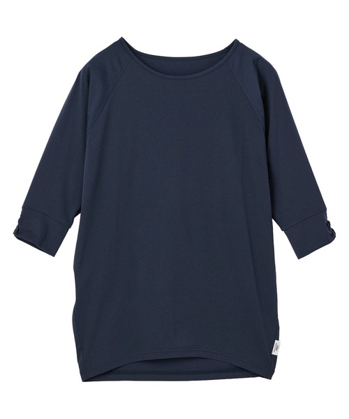 Julier Yoga and Relax(ジュリエヨガアンドリラックス)の「Julier (定番)ライトプライム ハーフスリーブプルオーバー(Tシャツ/カットソー・レディース・ブルー/ホワイト/ネイビー・FREE)」の2枚目の写真