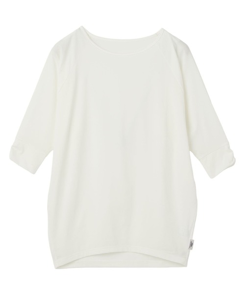 Julier Yoga and Relax(ジュリエヨガアンドリラックス)の「Julier (定番)ライトプライム ハーフスリーブプルオーバー(Tシャツ/カットソー・レディース・ブルー/ホワイト/ネイビー・FREE)」の1枚目の写真