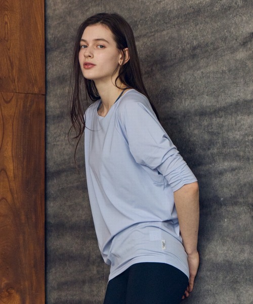 Julier Yoga and Relax(ジュリエヨガアンドリラックス)の「Julier (定番)ライトプライム ハーフスリーブプルオーバー(Tシャツ/カットソー・レディース・ブルー/ホワイト/ネイビー・FREE)」の20枚目の写真