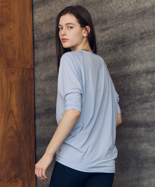 Julier Yoga and Relax(ジュリエヨガアンドリラックス)の「Julier (定番)ライトプライム ハーフスリーブプルオーバー(Tシャツ/カットソー・レディース・ブルー/ホワイト/ネイビー・FREE)」の11枚目の写真