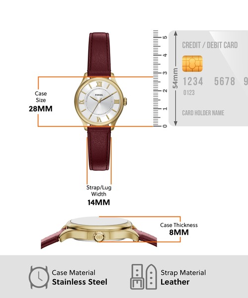 FOSSIL(フォッシル)の「フォッシル 腕時計 レディース アナログ レザー ES5510(アナログ腕時計・レディース・レッド・FREE)」の5枚目の写真