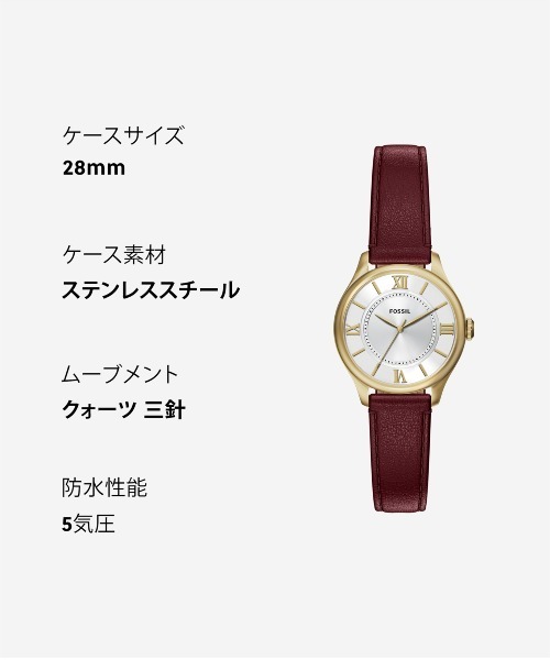 FOSSIL(フォッシル)の「フォッシル 腕時計 レディース アナログ レザー ES5510(アナログ腕時計・レディース・レッド・FREE)」の10枚目の写真