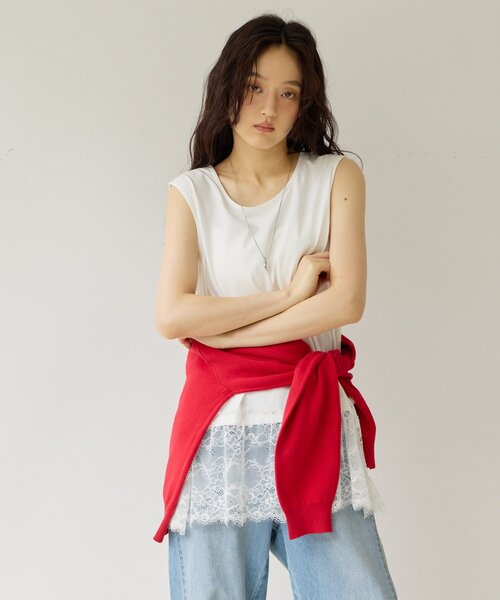 DISCOAT（ディスコート）の「【Noka】裾レースタンク《WEB限定》（タンクトップ・レディース・ブラック/モカ/オフホワイト・FREE）」の21枚目の写真