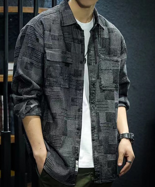 Mosaic Denim Shirt мозаичная джинсовая рубашка