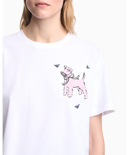 EMPORIO ARMANI(エンポリオアルマーニ)の「【エンポリオ アルマーニ】レギュラーフィット ピマコットンジャージー Tシャツ(Tシャツ/カットソー・レディース・ホワイト・MEDIUM/LARGE/X-SMALL/X-LARGE/SMALL)」の4枚目の写真