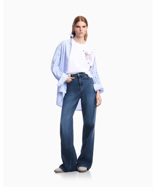 EMPORIO ARMANI(エンポリオアルマーニ)の「【エンポリオ アルマーニ】レギュラーフィット ピマコットンジャージー Tシャツ(Tシャツ/カットソー・レディース・ホワイト・MEDIUM/LARGE/X-SMALL/X-LARGE/SMALL)」の5枚目の写真