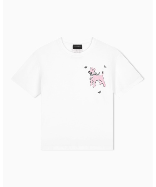 EMPORIO ARMANI(エンポリオアルマーニ)の「【エンポリオ アルマーニ】レギュラーフィット ピマコットンジャージー Tシャツ(Tシャツ/カットソー・レディース・ホワイト・MEDIUM/LARGE/X-SMALL/X-LARGE/SMALL)」の6枚目の写真