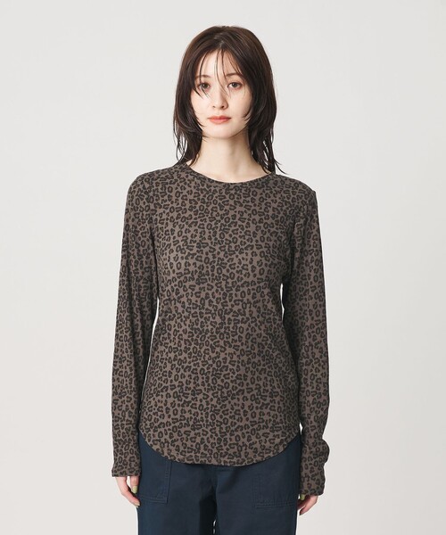 BEAUTY&YOUTH UNITED ARROWS(ビューティーアンドユースユナイテッドアローズ)の「コットン レオパードプリント ロングスリーブ シアーカットソー(Tシャツ/カットソー・レディース・オフホワイト/ダークブラウン・FREE)」の5枚目の写真