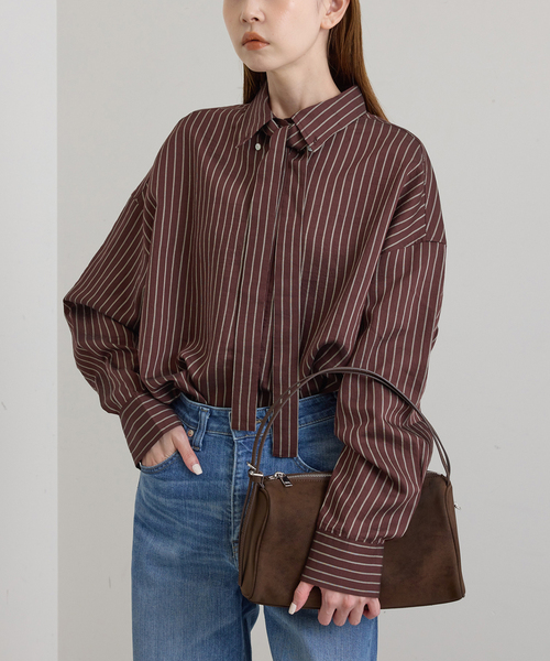 U by SPICK&SPAN（ユーバイスピックアンドスパン）の「ボタンダウンボウタイシャツ（シャツ/ブラウス・レディース・ブラウン/カーキ/パープル・FREE）」の20枚目の写真