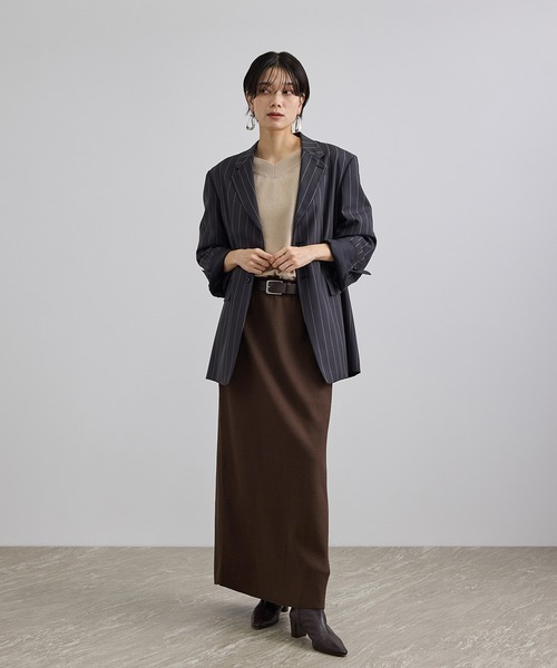 SALON adam et rope'（サロン アダム エ ロペ）の「【WEB限定】コットンリブニットナロースカート（スカート・レディース・ブラウン/ブラック/グレー・FREE）」の8枚目の写真