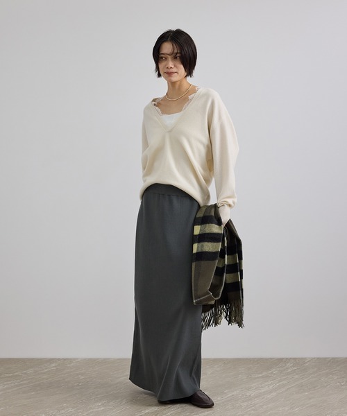 SALON adam et rope'（サロン アダム エ ロペ）の「【WEB限定】コットンリブニットナロースカート（スカート・レディース・ブラウン/ブラック/グレー・FREE）」の20枚目の写真