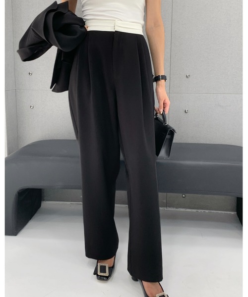 BIRTHDAY BASH(バースデイバッシュ)の「TEAGAN WAIST COLOR TUCK PANTS(ティーガン ウエストカラータックパンツ)(スラックス・レディース・グレー/ネイビー/ブラック・M/S/L)」の11枚目の写真