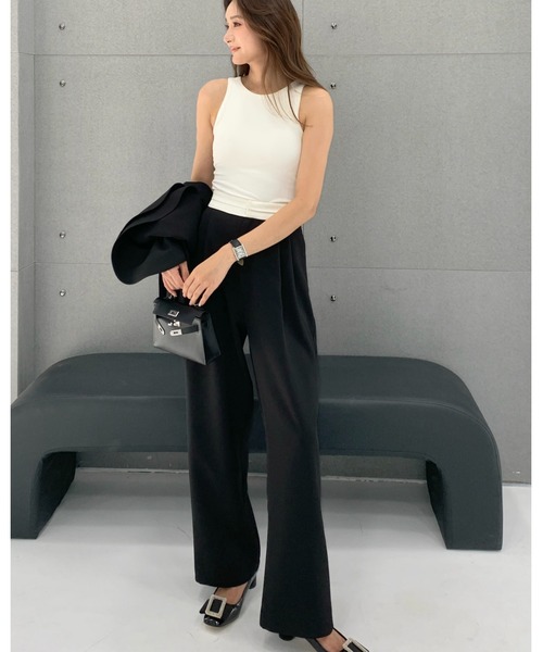 BIRTHDAY BASH(バースデイバッシュ)の「TEAGAN WAIST COLOR TUCK PANTS(ティーガン ウエストカラータックパンツ)(スラックス・レディース・グレー/ネイビー/ブラック・M/S/L)」の15枚目の写真