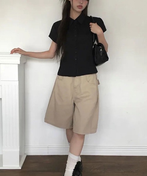 Girly Doll(ガーリードール)の「レギュラーカラー切り替えデザインブラウス(シャツ/ブラウス・レディース・ブラック/ホワイト・FREE)」の3枚目の写真