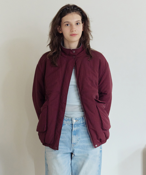 AFTERHOURS(アフターアワーズ)の「REVERSIBLE PADDED JUMPER (PLUM-CHARCOAL)(ダウンジャケット/コート・レディース・バーガンディー・FREE)」の5枚目の写真