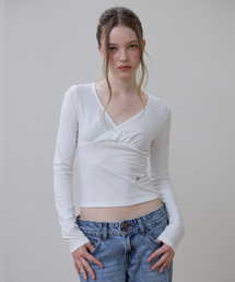 Wrap V-neck Long Sleeve [Ivory]