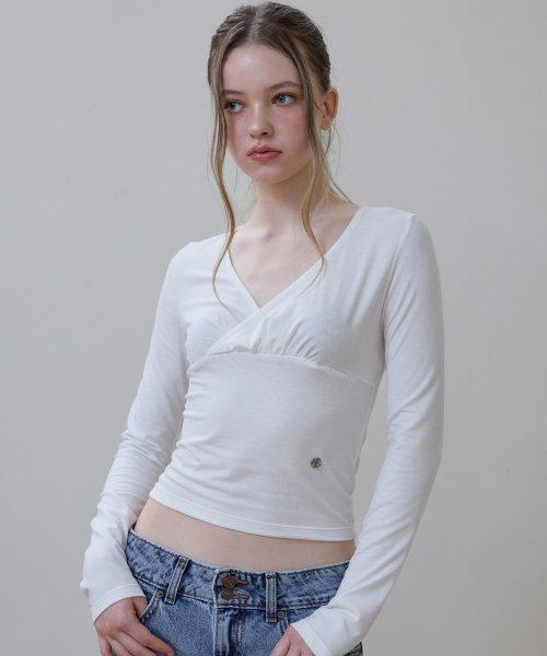 ROSEFRANTZ（ロゼフランツ）の「Wrap V-neck Long Sleeve [Ivory]（Tシャツ/カットソー・レディース・アイボリー・OS）」の7枚目の写真