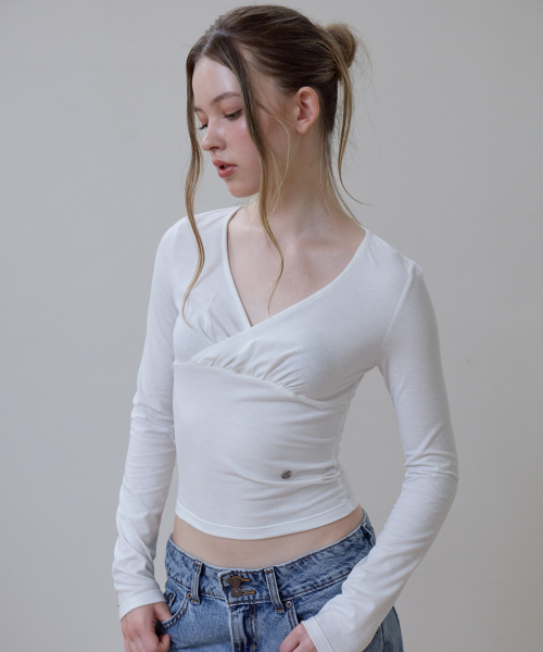 ROSEFRANTZ（ロゼフランツ）の「Wrap V-neck Long Sleeve [Ivory]（Tシャツ/カットソー・レディース・アイボリー・OS）」の10枚目の写真