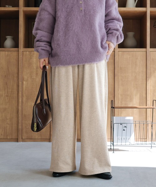 reca(レカ)の「カシミアタッチスムースワイドパンツ(その他パンツ・レディース・グレー/ブラウン/スミクロ/ベージュ・M)」の4枚目の写真