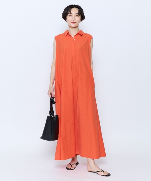 feerique(フィーリック)の「feerique 綿ナイロンクロスAラインワンピース(ワンピース・レディース・オレンジ・2)」の2枚目の写真