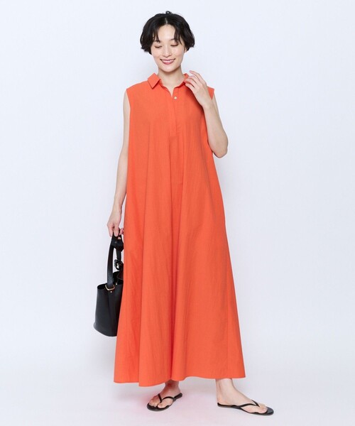 feerique(フィーリック)の「feerique 綿ナイロンクロスAラインワンピース(ワンピース・レディース・オレンジ・2)」の3枚目の写真