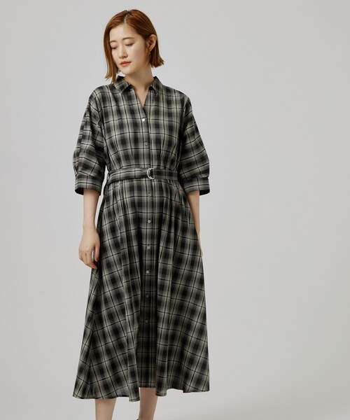 grove(グローブ)の「チェック柄ベルト付シャツワンピース(ワンピース・レディース・ブラック/ブラック系1/ブラウン系2・01/04/05/02/03)」の11枚目の写真