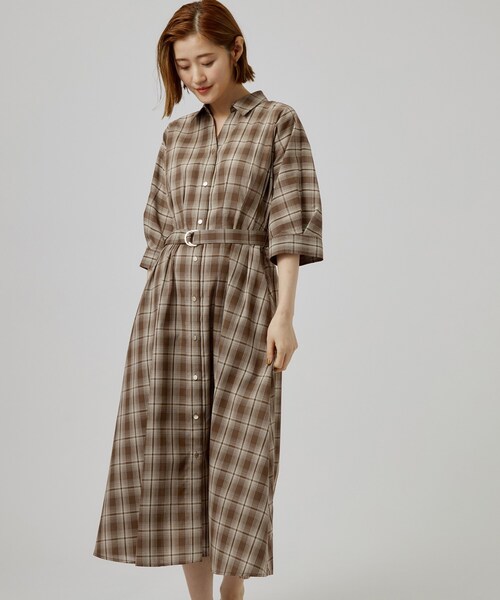 grove(グローブ)の「チェック柄ベルト付シャツワンピース(ワンピース・レディース・ブラック/ブラック系1/ブラウン系2・01/04/05/02/03)」の15枚目の写真