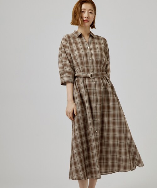 grove(グローブ)の「チェック柄ベルト付シャツワンピース(ワンピース・レディース・ブラック/ブラック系1/ブラウン系2・01/04/05/02/03)」の16枚目の写真