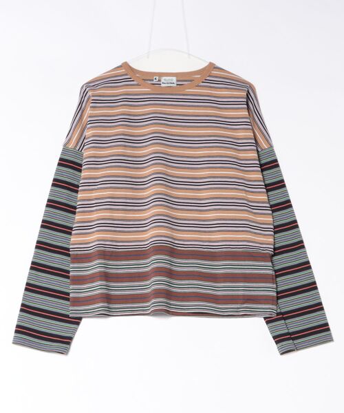 ADAM ET ROPE'（アダムエロペ）の「GANNI TRIPLE BORDER LAYER LS EX（Tシャツ/カットソー・レディース・ブラック/ブラウン・FREE）」の2枚目の写真