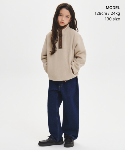 MUSINSA STANDARD KIDS（ムシンサスタンダードキッズ）の「ポーラフリーススナッププルオーバー[ダスティベージュ]（ブルゾン・レディース・その他・130/140/150/160/120）」の2枚目の写真