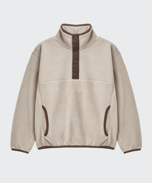 MUSINSA STANDARD KIDS（ムシンサスタンダードキッズ）の「ポーラフリーススナッププルオーバー[ダスティベージュ]（ブルゾン・レディース・その他・130/140/150/160/120）」の3枚目の写真